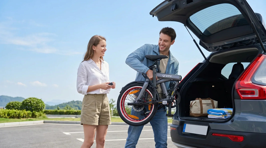 DYU SP1 Falt-E-Bike Angebot fuer Wochenenden mit Auto und Bahn